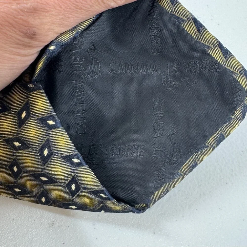 Carnaval de Venise Silk Geometric Tie Gold Black Italian Business Casual Office